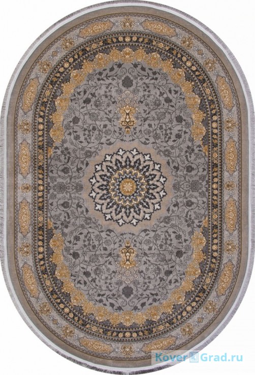 Ковер иранский овальный KASHAN 752142 - 000 (серый, золотой) Иран