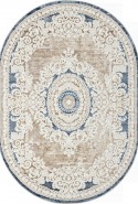 Ковер турецкий овальный ANTEP O1701 - 630 CREAM / BLUE (кремовый, бежевый, синий) Турция