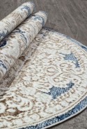 Ковер турецкий овальный ANTEP O1701 - 630 CREAM / BLUE (кремовый, бежевый, синий) Турция