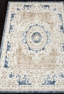 Ковер турецкий прямоугольный ANTEP O1701 - 630 CREAM / BLUE (кремовый, бежевый, синий) Турция