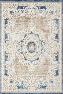 Ковер турецкий прямоугольный ANTEP O1701 - 630 CREAM / BLUE (кремовый, бежевый, синий) Турция